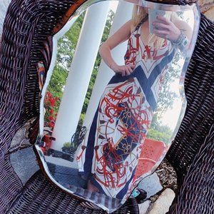 zara nautical print halter midi dress